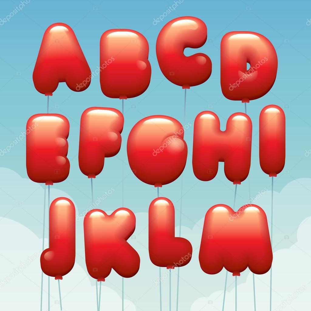 alphabet made of flying balloons