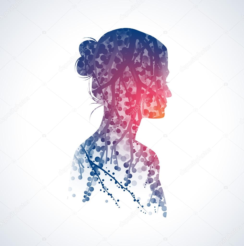 Woman silhouette plus nature background