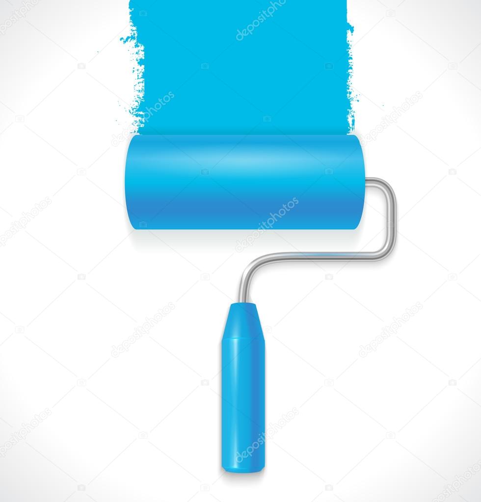 blue paint roller