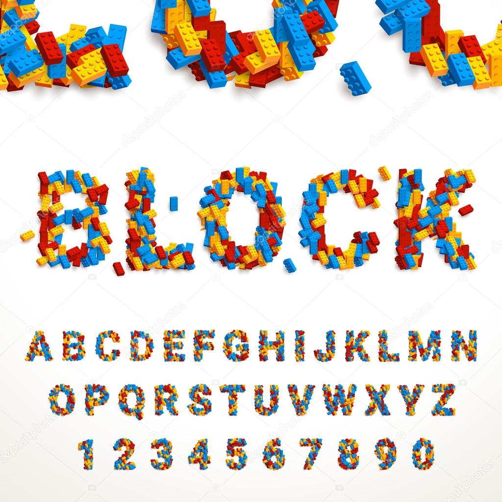 typeface made of colorful blocks