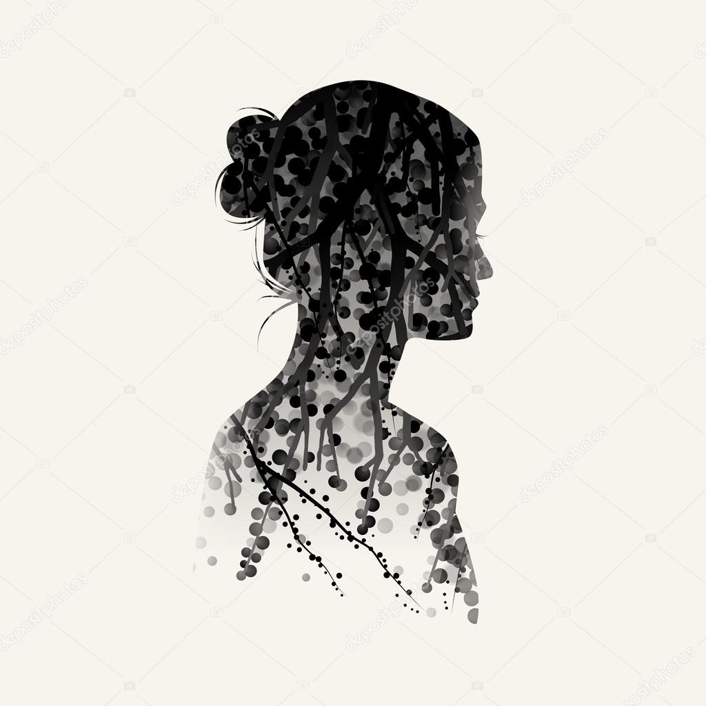 Woman silhouette plus nature background