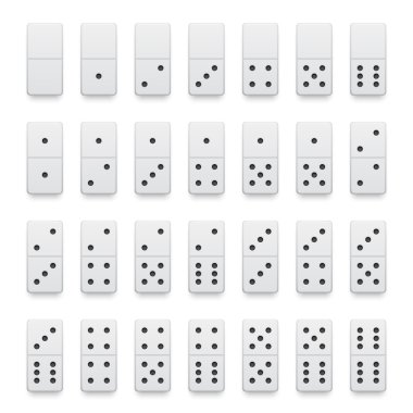 gerçekçi beyaz domino parçaları