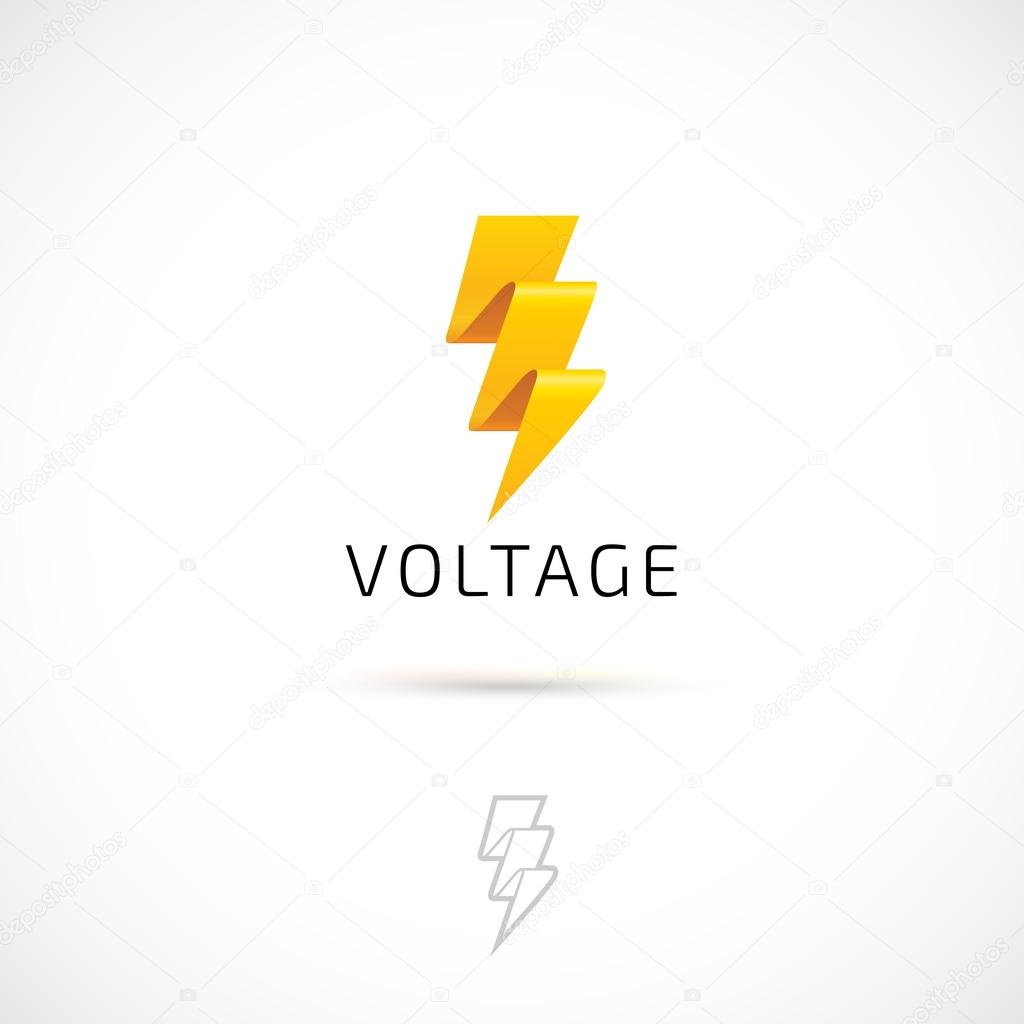 Vector logo design, yellow voltage symbol icon. Logotype template.