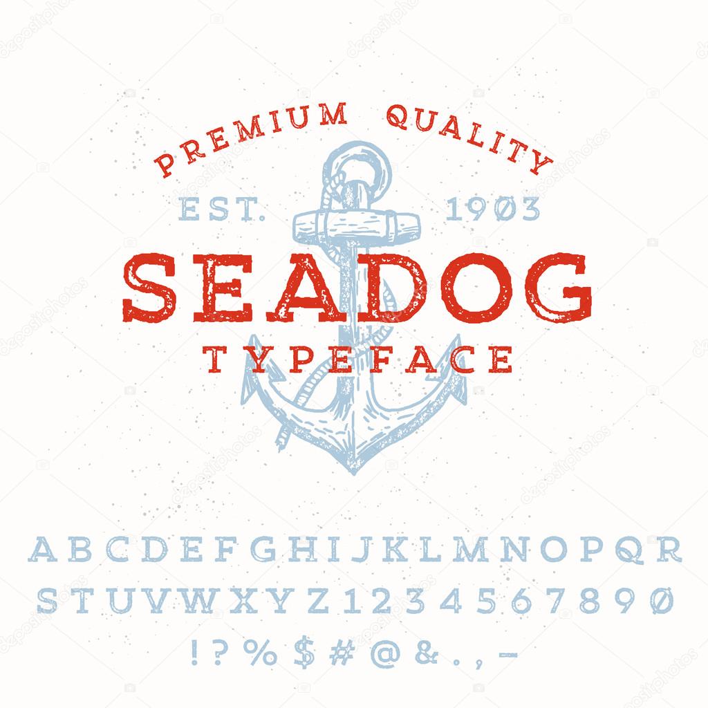 Vintage styled grunge textured typeface