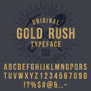 Vintage styled grunge textured typeface clipart