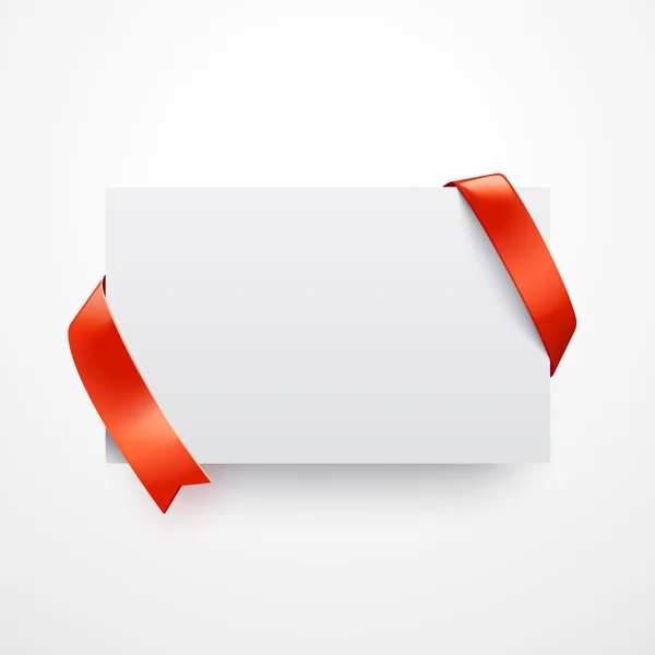 Tarjeta de felicitación con cinta roja . — Vector de stock