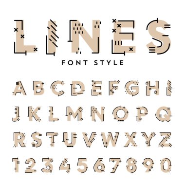 soyut çizgilerle trendy düz yazı tipi