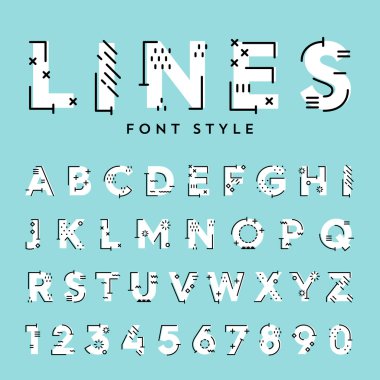 soyut çizgilerle trendy düz yazı tipi