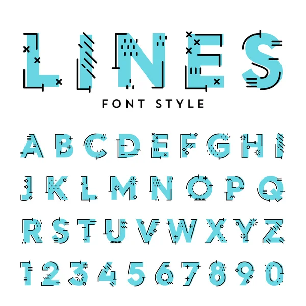 Модный плоский шрифт с абстрактными линиями — стоковый вектор