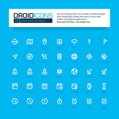 Zaman ve yer Icons set