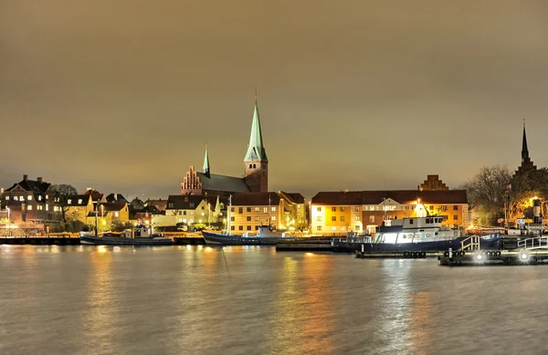 Danmark Helsingør by natt – stockfoto