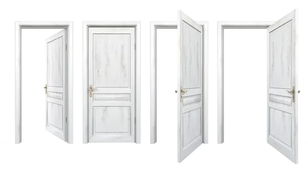 Colección de antiguas puertas de madera aisladas en blanco — Foto de Stock