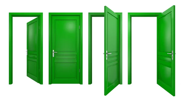 孤立した緑のドアのコレクション — ストック写真