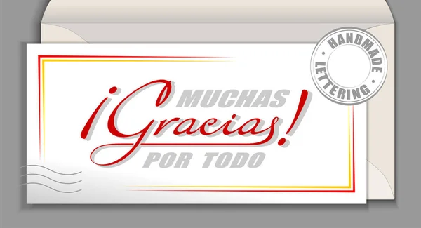 Odręczne Pismo Języku Hiszpańskim Muchas Gracias Por Todo Wielkie Dzięki — Wektor stockowy