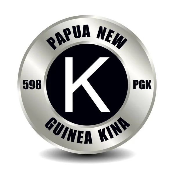 Papua New Guinea Money Icon Isolated Silver Coin Vector Sign — Stock Vector