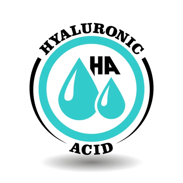 Vector Icon Hyaluronic Acid Component Drop Sign Medical Labeling Contain — Stock Vector