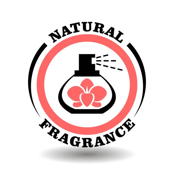 Naturalny Znaczek Wektorowy Zapachu Kwiatem Storczyka Butelce Perfum Okrągła Ikona — Wektor stockowy