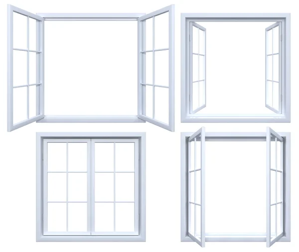 Zbiór na białym tle okienne — Zdjęcie stockowe