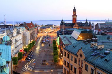 Panorama Helsinborg, İsveç akşam