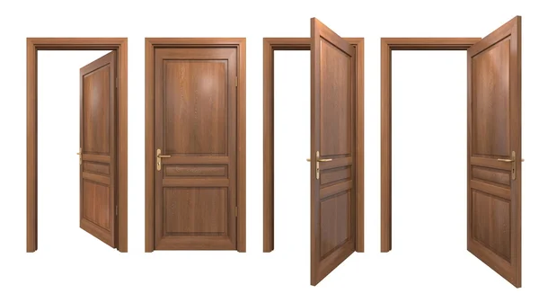 Coleção de portas de madeira isoladas — Fotografia de Stock