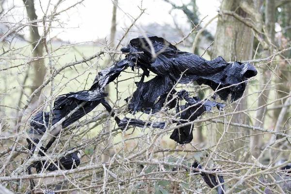 오래 된 타이어 플라스틱 커버는 자연 오염 — 스톡 사진