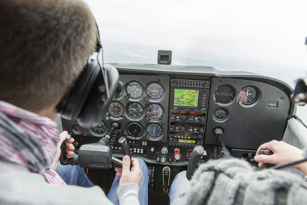 Lição de voo em avião — Fotografia de Stock