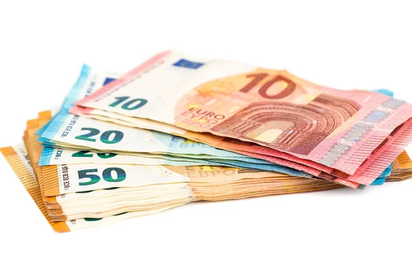 Varias Denominaciones Billetes Euros Blanco Lugar Para Texto Concepto Crisis —  Fotos de Stock