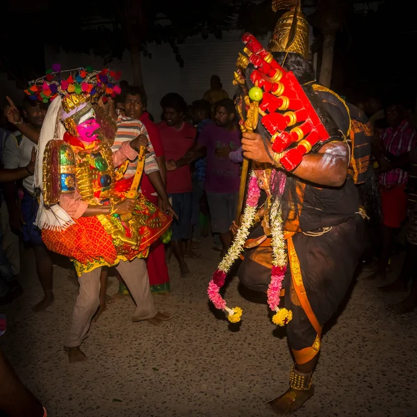 Puducherry Índia Dezembro Circa 2019 Férias Hindus Religiosas Festival Noturno — Fotografia de Stock