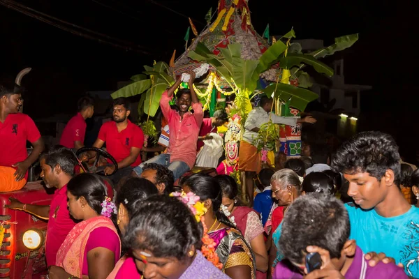 Puducherry India December Circa 2019 Vallásos Hindu Ünnep Ünnepi Esti — Stock Fotó