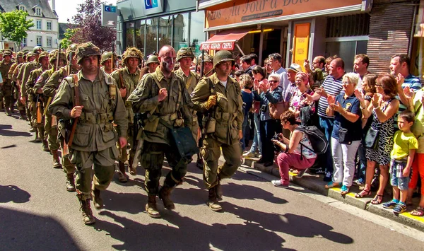 Sainte Mere Eglise França Junho 2019 Dia Vitória Segunda Guerra — Fotografia de Stock