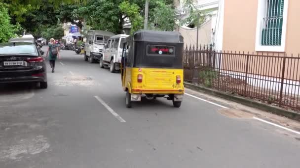 Puducherry India December Circa 2019 Över Den Franska Kvarteren Där — Stockvideo