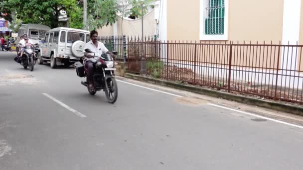 Puducherry India Diciembre Circa 2019 Vista Del Barrio Francés Donde — Vídeo de stock