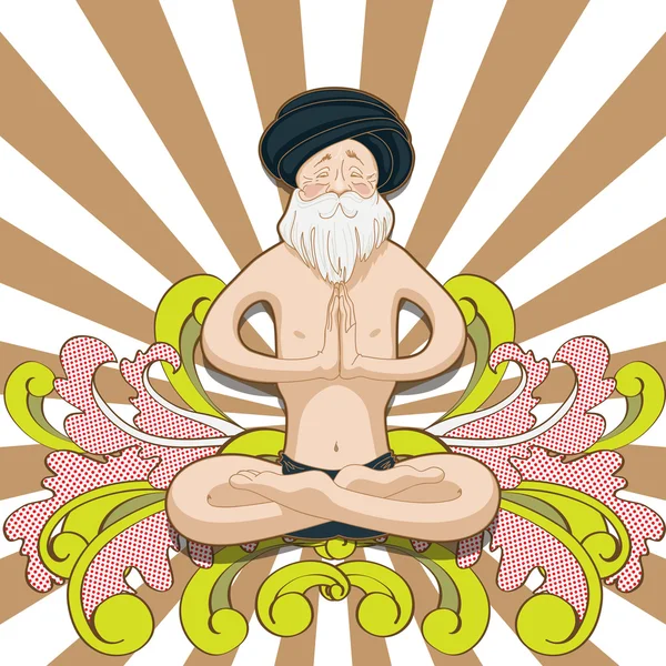 오래 된 남자 요기 Padmasana 포즈 — 스톡 벡터