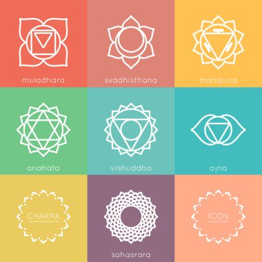 Evrensel renkli çakralar simgeler kümesi