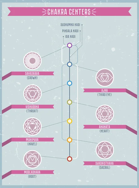 Infografica di chakra e nadi cannals — Vettoriale Stock