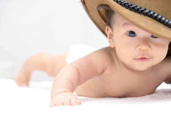 Asian baby lying on stomach — Stock Photo, Image