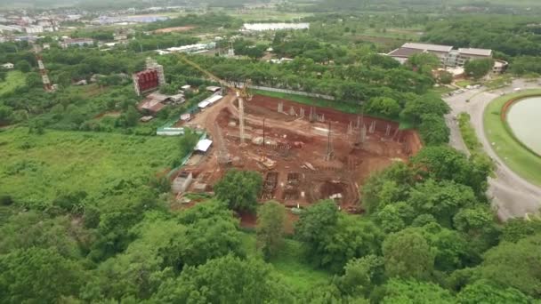 Fotografia aérea do estaleiro de construção — Vídeo de Stock