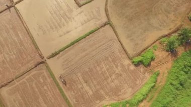Taylandlı çiftçi yürüme traktör kullanma