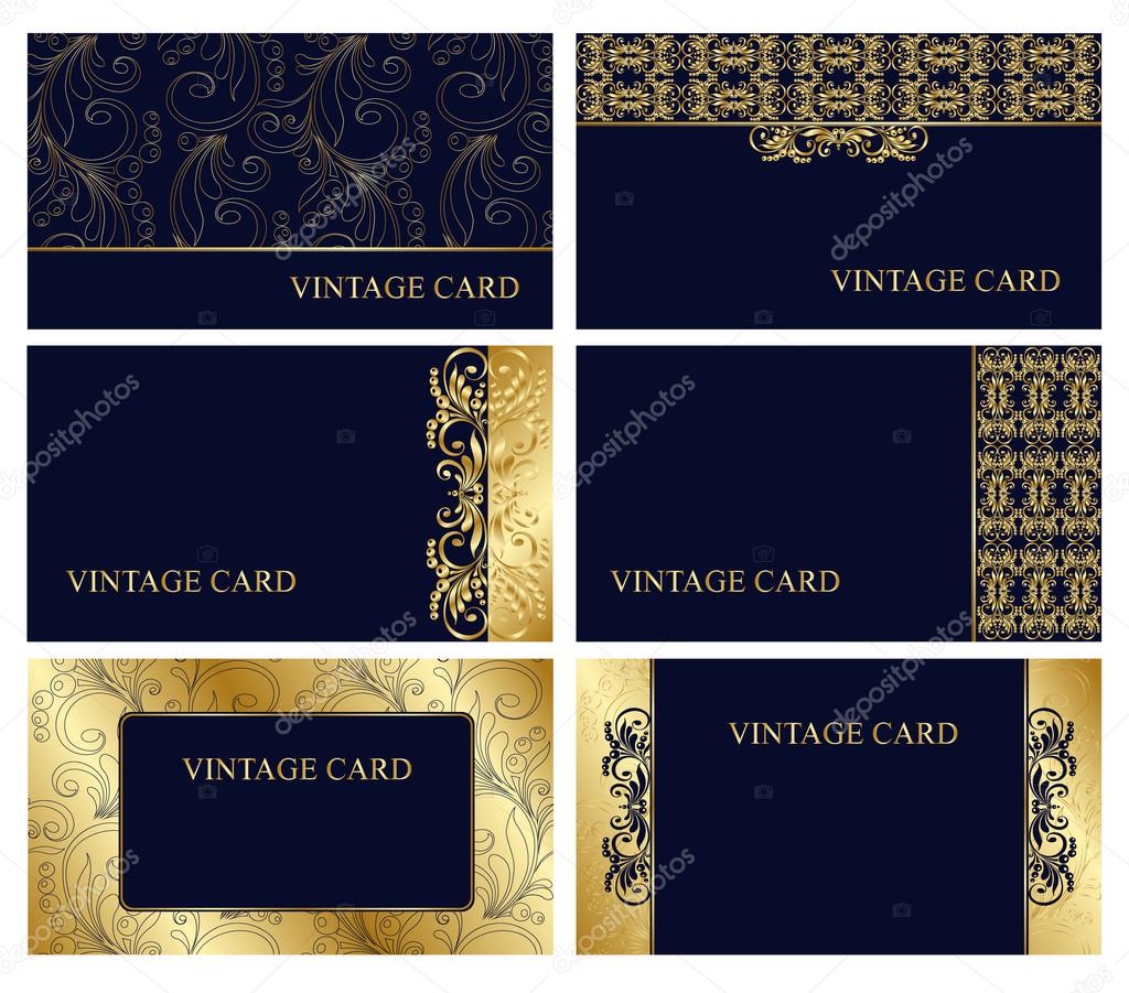 Business cards. Gold and blue