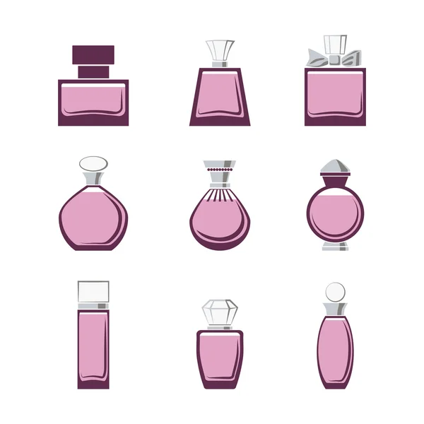 Ensemble de différents flacons de parfum en vecteur — Image vectorielle