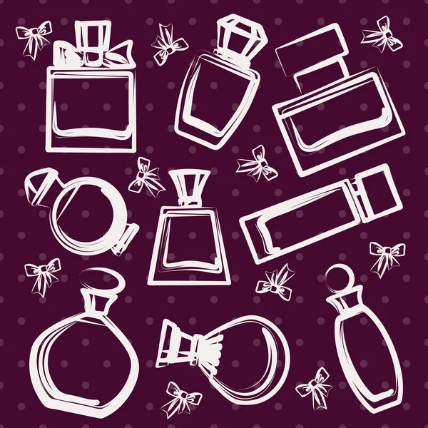 Set de diferentes frascos de perfume en vector — Vector de stock