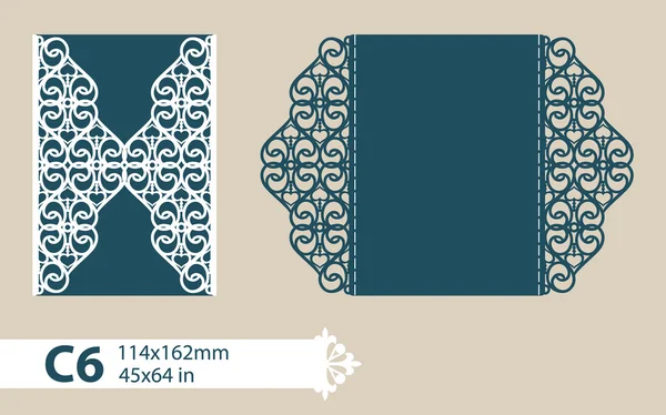 Şablon tebrik zarfı oyma Ajur desenli — Stok Vektör