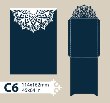 Layout congratulatory envelope with carved openwork pattern clipart
