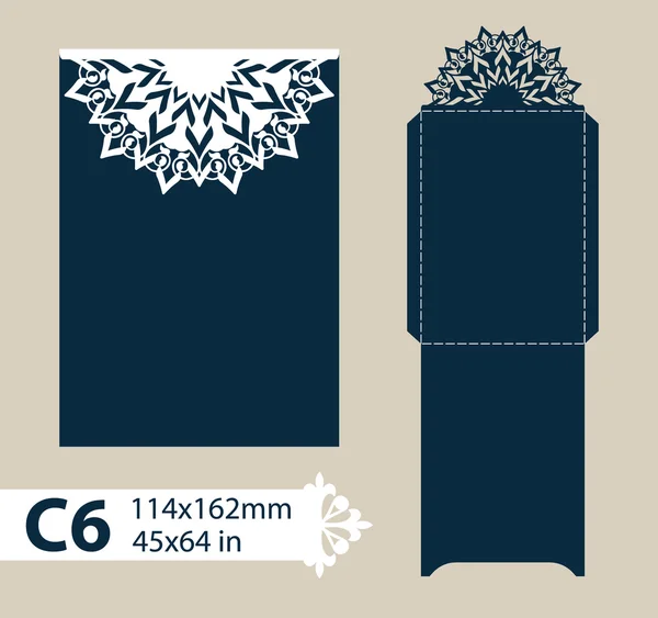 Lay-out felicitatie envelop met gebeeldhouwde opengewerkte patroon — Stockvector