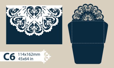 Şablon tebrik zarfı oyma Ajur desenli