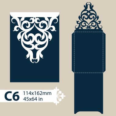 Şablon tebrik zarfı Ajur oyma desenli