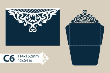 Şablon tebrik zarfı Ajur oyma desenli