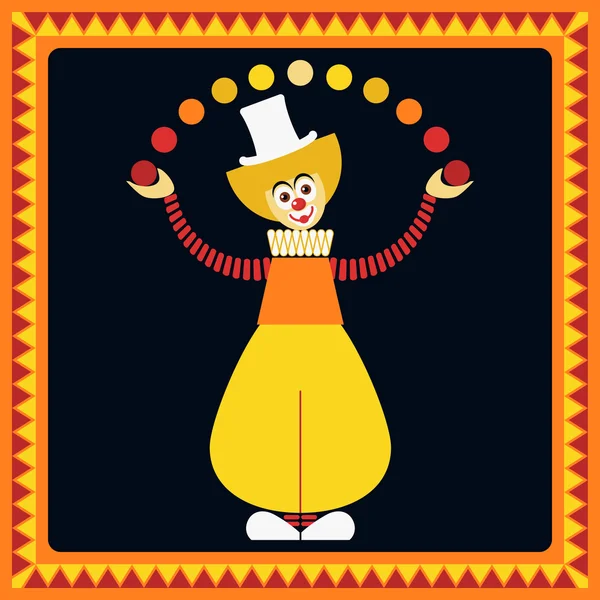 Lustiger Clown. Jongleurbälle — Stockvektor