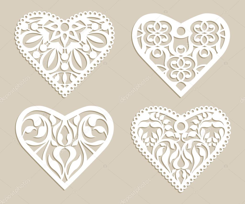 Set stencil lacy hearts with openwork pattern