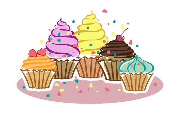 Cupcakes in de vector — Stockvector